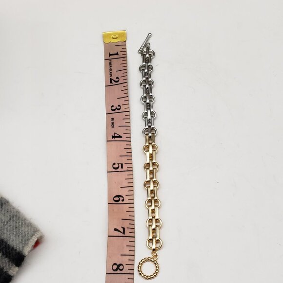 Silver and Gold 2 Tone Gold Plated Bracelet - Picture 4 of 6